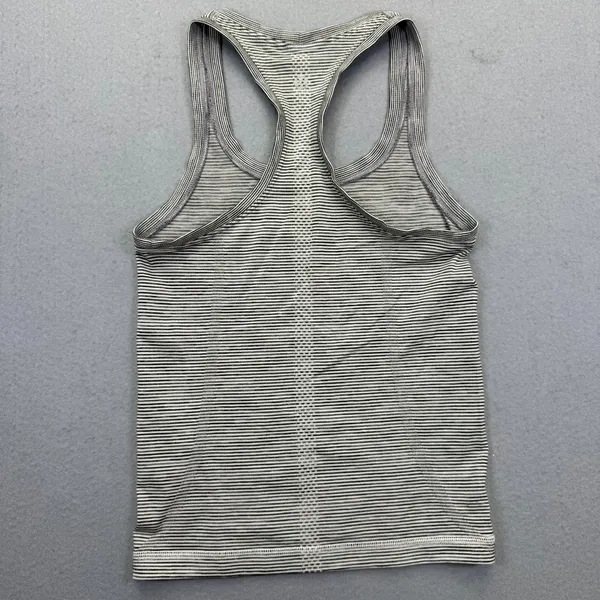 Lululemon Swiftly Tech Racerback Tank‎ Top Gray White Striped Womens Size 4 - Image 5
