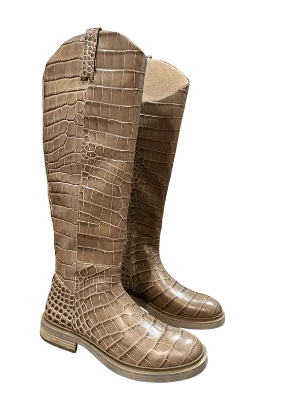 Sam Edelman Fable Cedarwood Croc Leather Tall Riding Boots Size 8 New in Box - Image 4