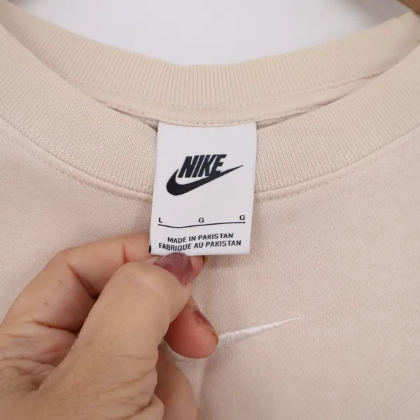 Nike Sweatshirt Womens L Oversized Center Swoosh Tan Embroidered Logo Good - Image 4