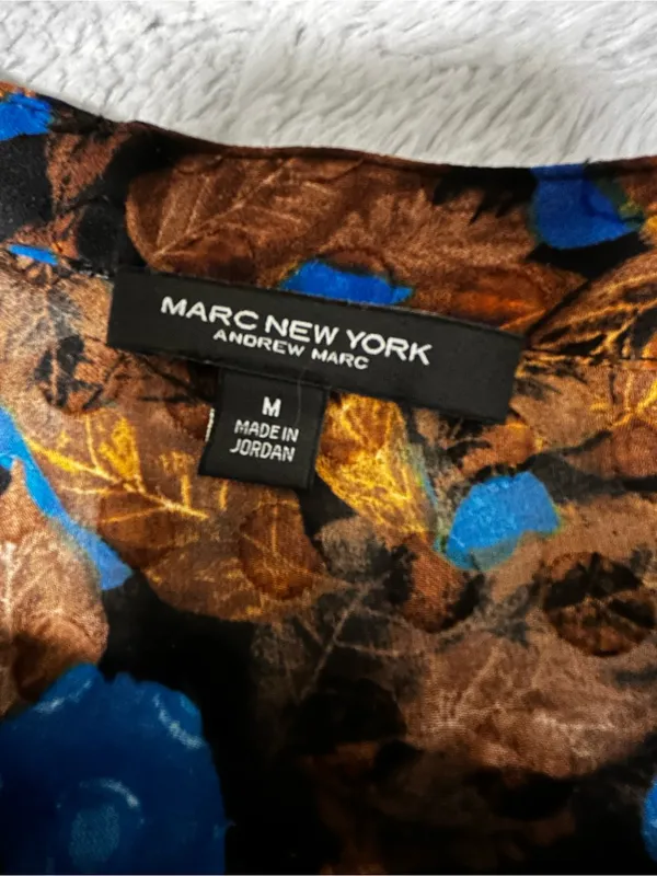 Marc New York Floral Burnout Balloon-Sleeve Blouse - Blue/Brown - Image 10