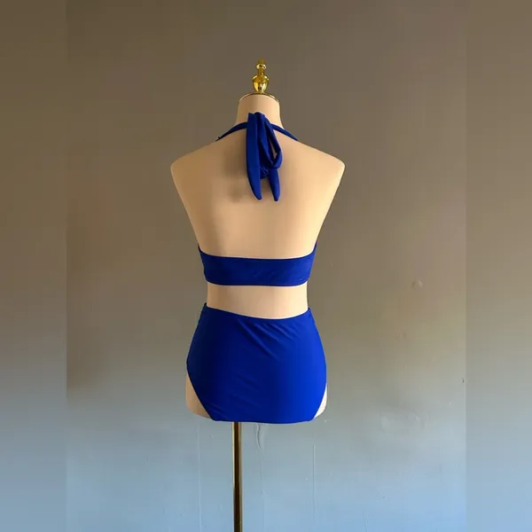 Amazon Blue Mesh Top and High Waisted Bottom | Size: M - Image 3