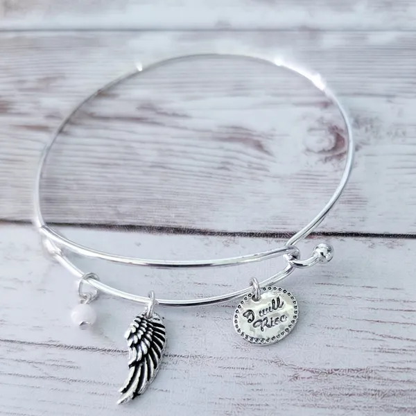 "I Will Rise" Silver Tone Charm Bracelet - Image 3