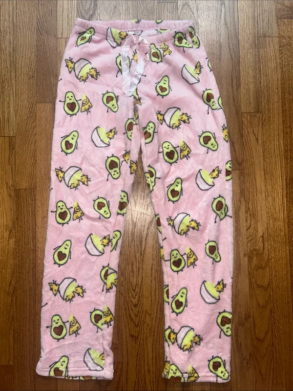 Women’s Pink Avocado Plush Pajama Set Medium NWOT - Image 2