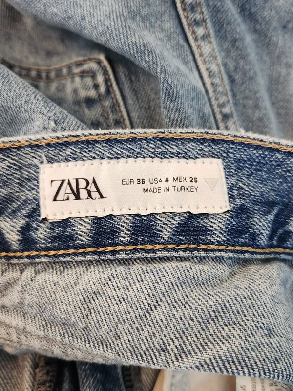 Zara High Waist Straight Leg Distressed Cut-off Jeans Size 4 - Image 10