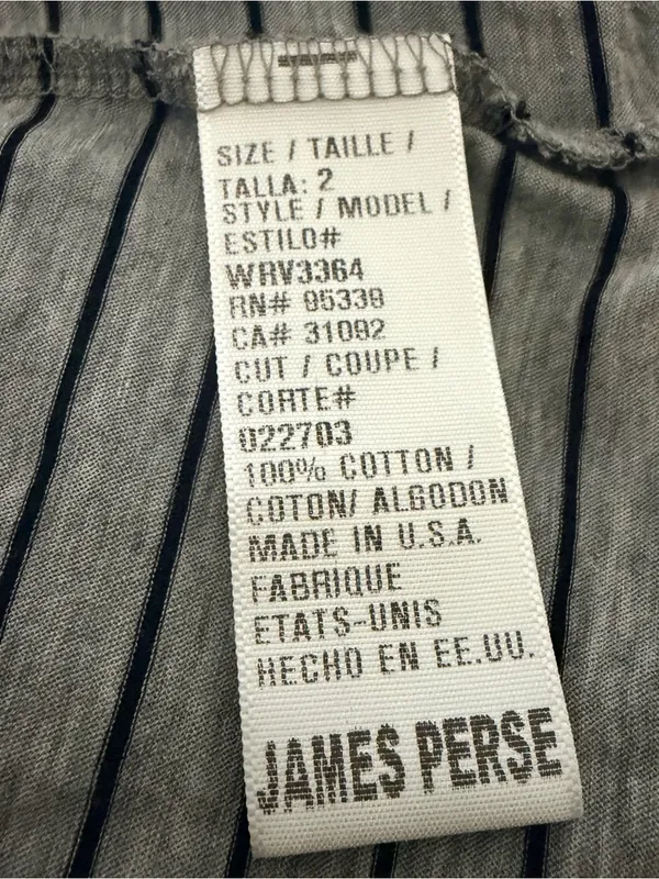 James Perse Bell-Sleeve Striped Tee Heather Grey & Black Size Medium NWT - Image 10