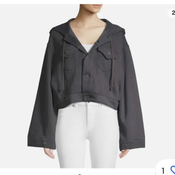 Free People Jacket Sweatshirt Hoodie Dreamers Bell Sleeve Charcoal - Image 6