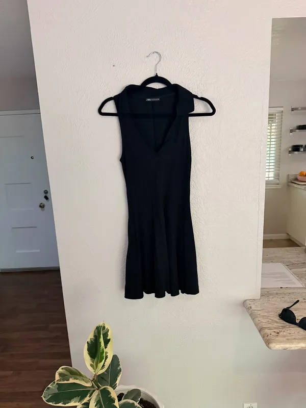 Zara black skater mini ribbed dress M - Image 4