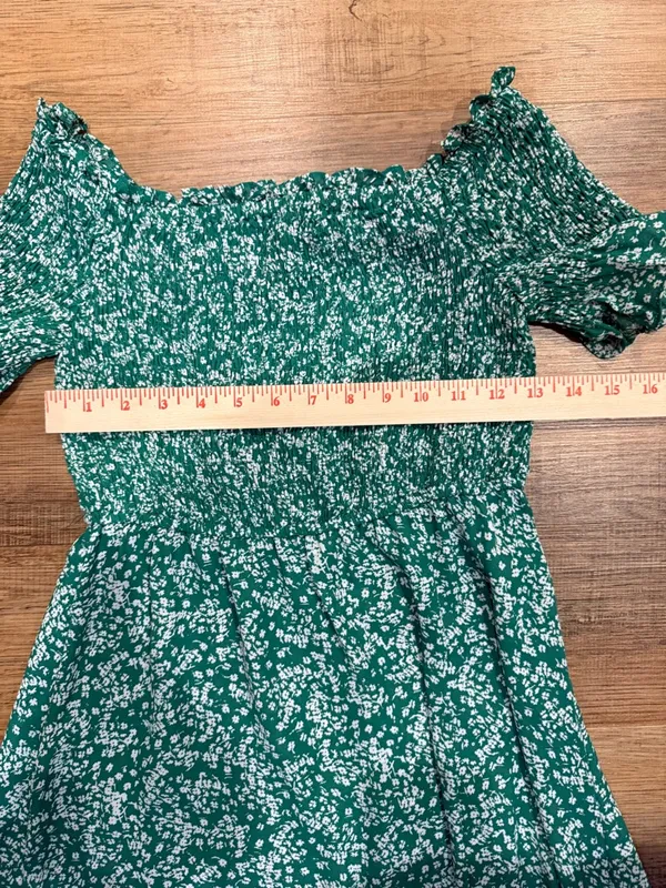 Lulu's Green Floral High-Low Off-Shoulder Midi Dress Size Small Bridal Shower - Image 6