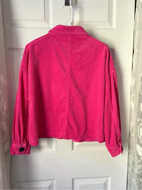 Zara oversized cropped Corduroy Button-Front Jacket cotton size M - Image 8