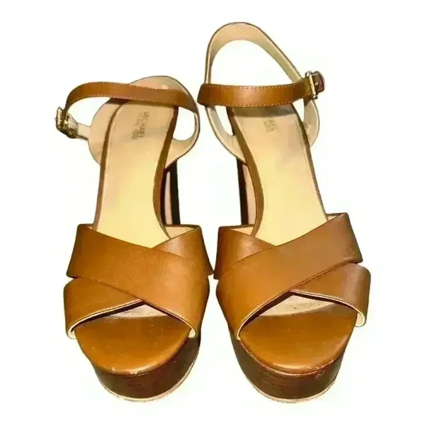 Michael‎ Kors Tan Divia Block Heel Sandals, Size 8 - Image 2