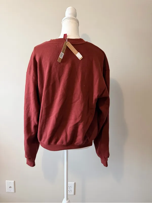 Skims Cotton Fleece classic Crewneck size large Merlot NWT - Image 7