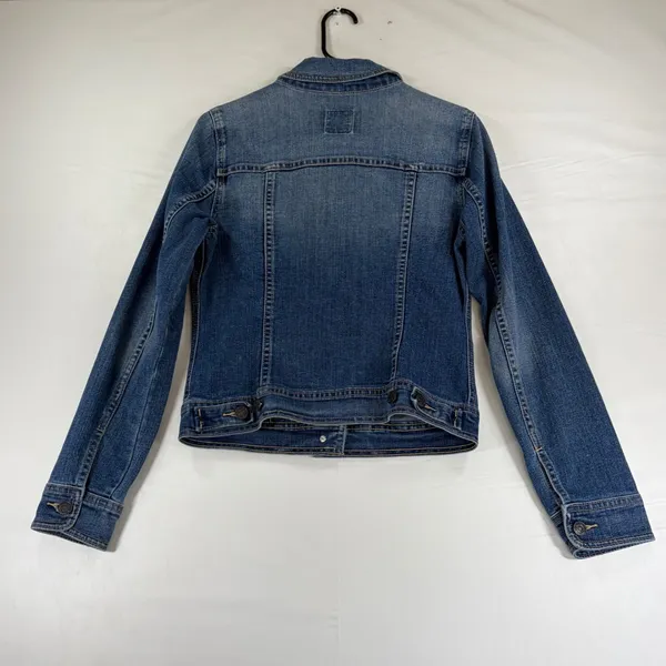 Old Navy Women's Denim Jacket Medium Wash Stretch Denim Trucker Cowgirl Blue Size Small - Image 3