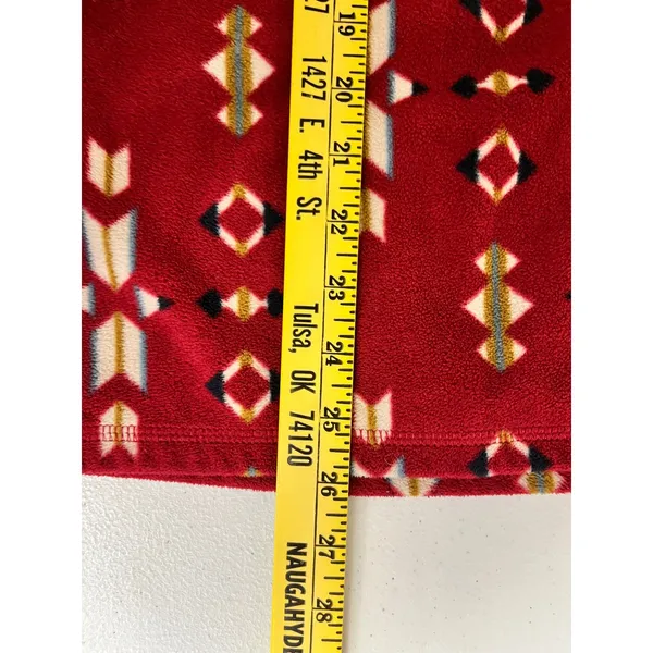 EDDIE BAUER Fleece Pullover Womens XL Red Aztec Geometric Quarter Zip Mock Neck - Image 8