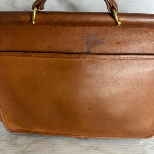 Coach kensington satchel briefcase Leather Messenger Brown bag front pockets - Image 5