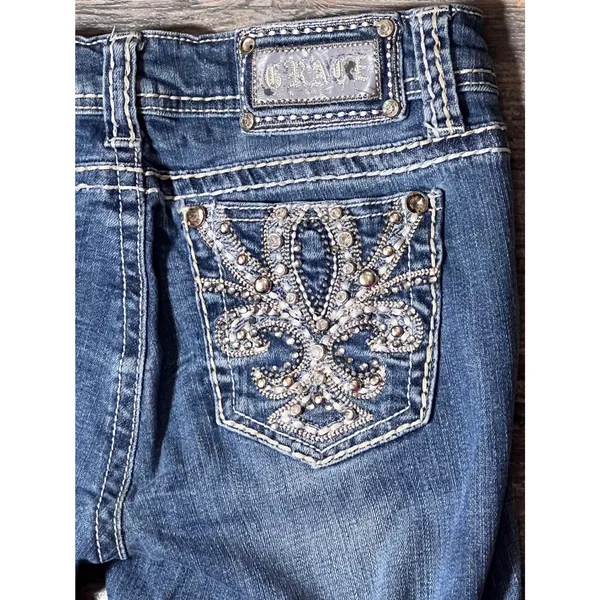 Grace in LA Jeans Size 5/26 TALL Bootcut Embellished Denim Bling Y2K Western‎ - Image 13