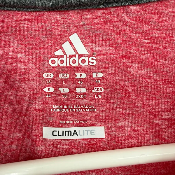 Adidas Size Large Climalite Short Sleeve‎ T-Shirt Tee Top V Neck Athletic Active - Image 3