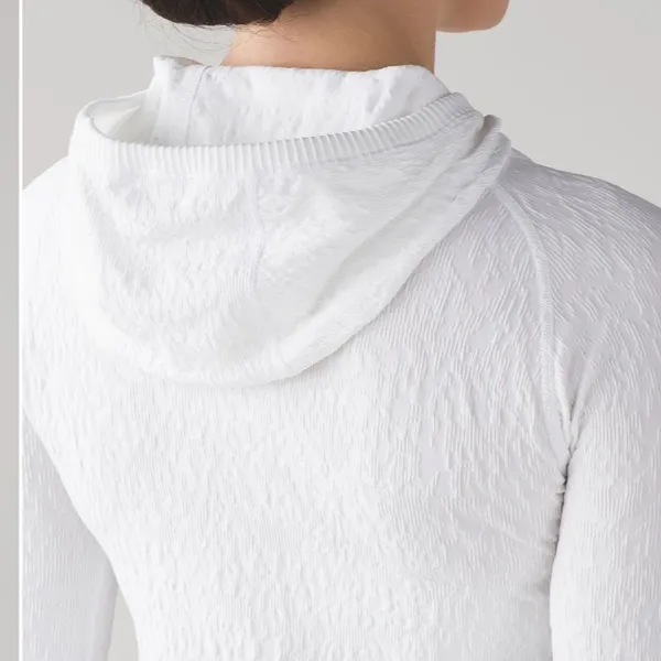 Lululemon Rest Less Textured Hooded Top White Womens - Image 9