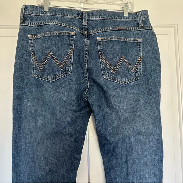 Wrangler Cash Waist Bootcut Blue Riding Jeans Womens‎ Sz 15/16 × 34 Cowgirl Cut - Image 8
