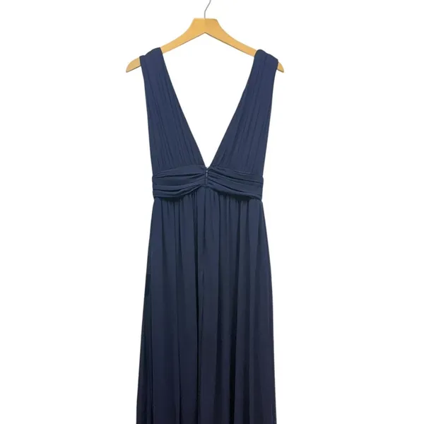 Lulus Heavenly Hues Navy Blue Chiffon Pleated Maxi Dress size Small NWT - Image 5