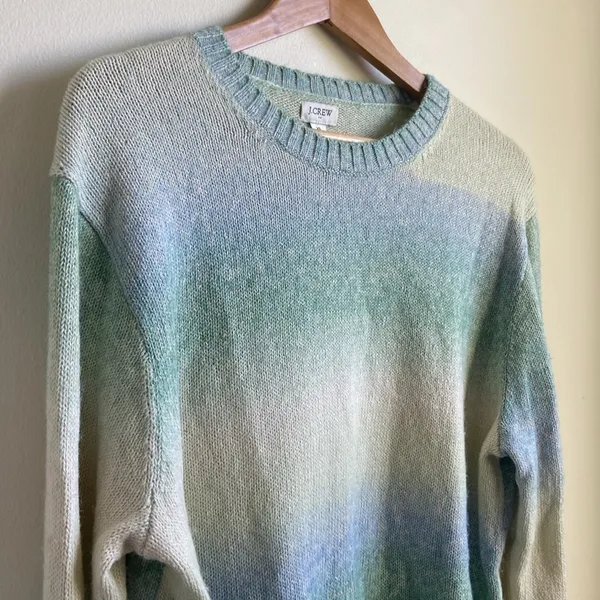 J. Crew Factory Space-dyed crewneck sweater (Sz XL) Blue & Green Ombré Cotton - Image 4