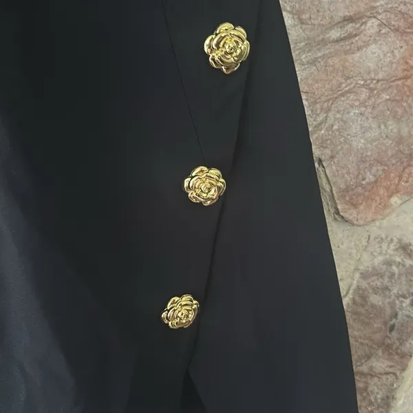 Commense Golden Rose Button Pocket Split Dress size L Black Size L - Image 5
