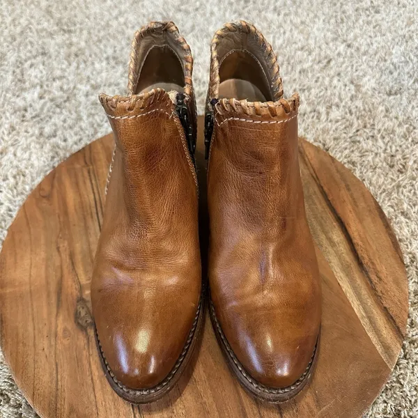 Bed‎ Stu Cobbler Carla Brown Leather Booties Womens 6.5 Ankle Boots Side Zipper - Image 5