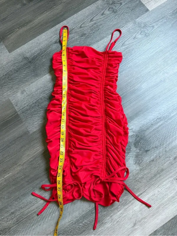 Tiger Mist Red Ruched Bodycon Mini Dress Small Going Out - Image 8