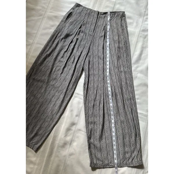 Valija wide-leg trousers, size 6, cream/black, viscose, geometric print. - Image 6