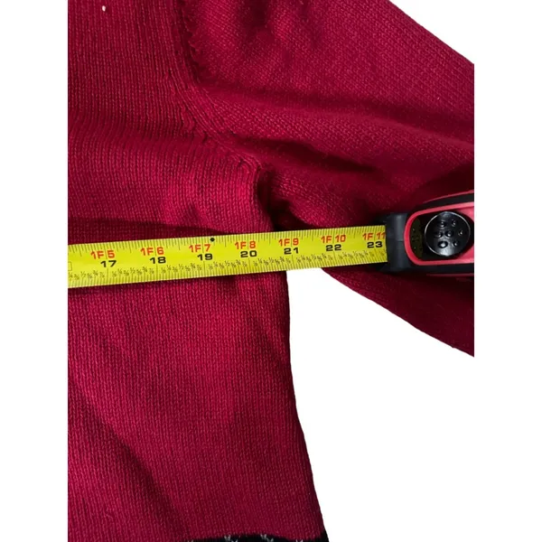 Timberlea Women's Red Black‎ Bear Motif Cardigan Sweater XL - Image 3