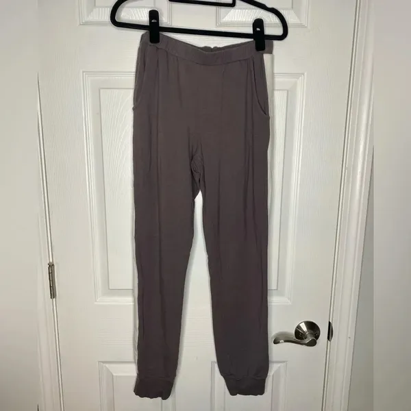 EBERJEY Plum and White Pima Cotton Mix Stripe Track Jogger Set Size Small‎ - Image 6