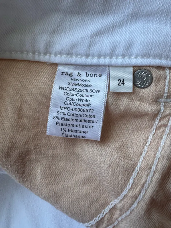 Rag‎ & Bone Dre Low Rise Slim Boyfriend Jeans White Size 24 - Image 7