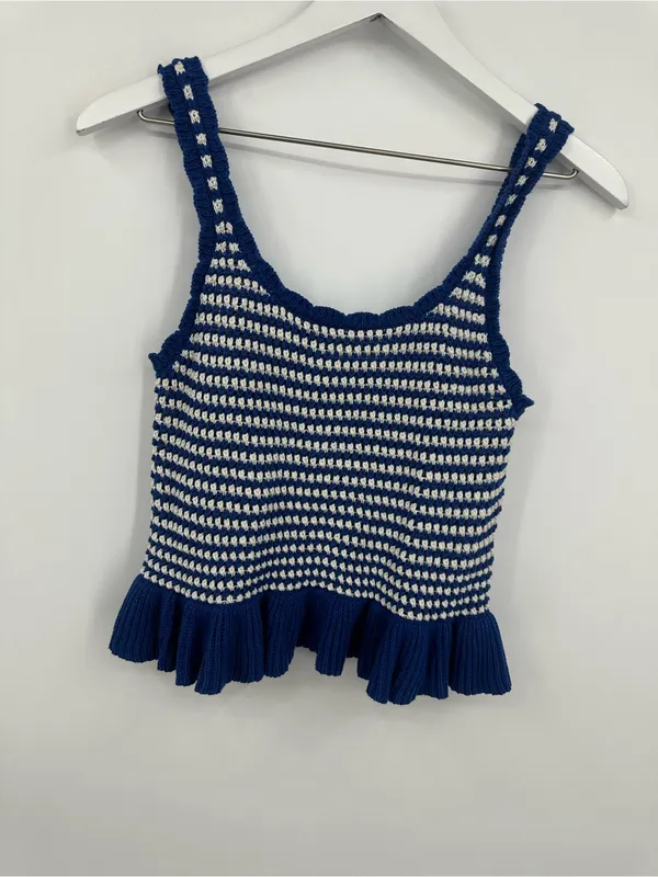 American Eagle Blue Crochet Tank Top Size Small Boho - Image 6