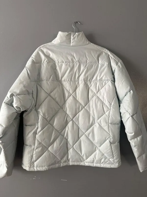Steve & Barry’s Double Down Jacket Womens Light Mint Quilted Feather Down Puffer - Image 4