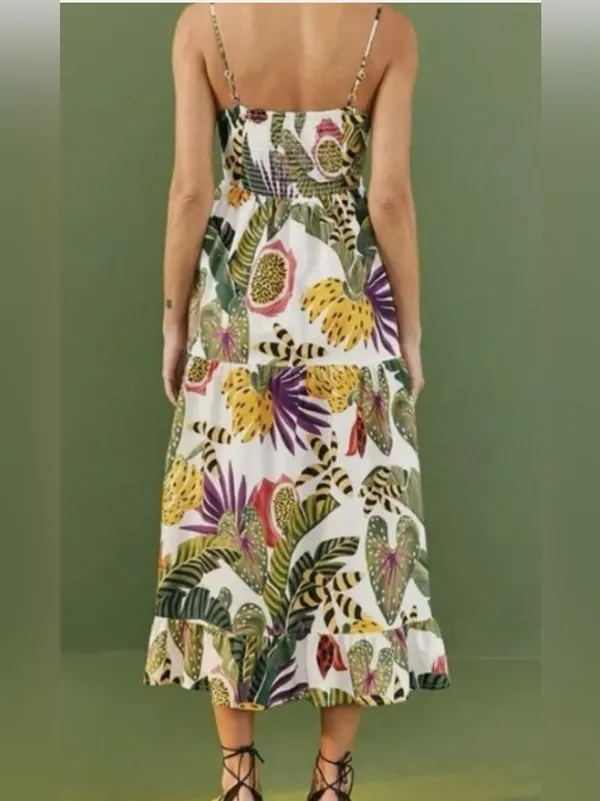 Farm Rio Anthropologie Cotton Tripixal Forest Maxi Dress Size Large - Image 2