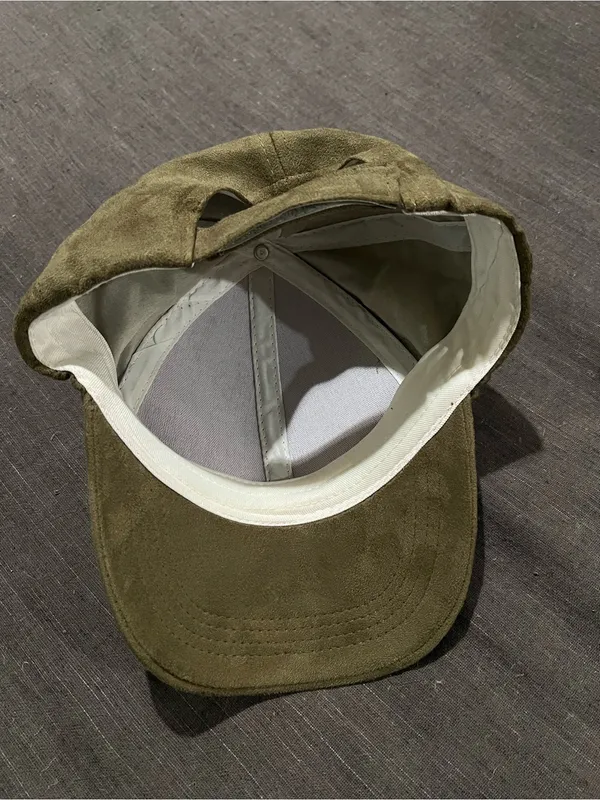 Olive Faux Suede Baseball Cap - Image 4