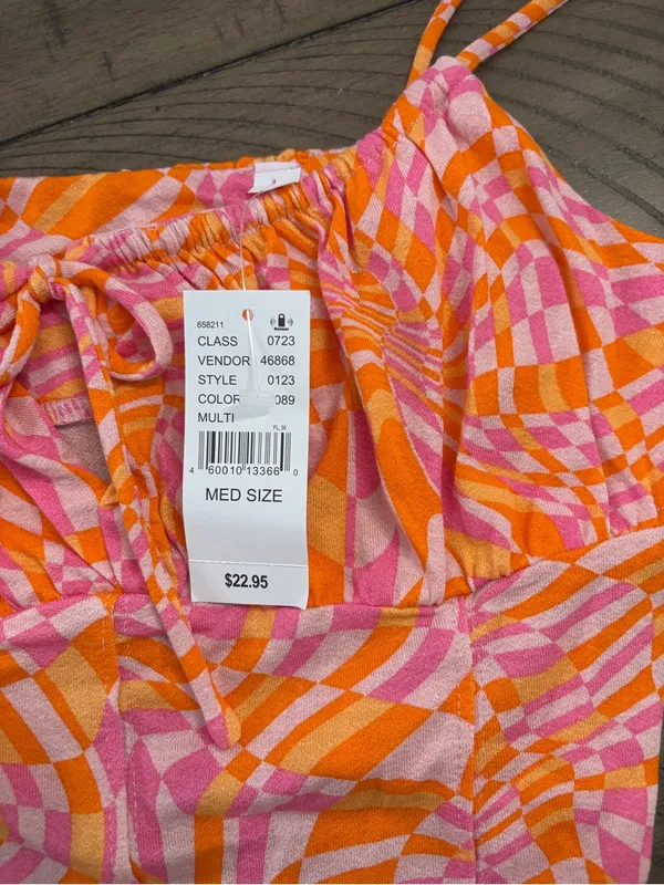 PacSun Orange & Pink Swirl Print Cropped Cami - Image 3