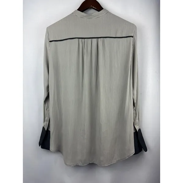 Women’s Free People Large Black & White Pinstriped Blouse - Image 3