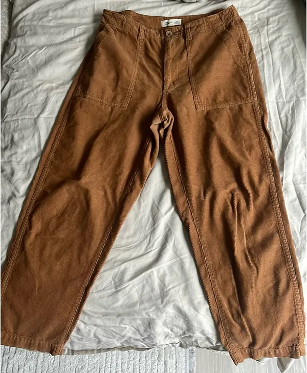 Madewell Straight Leg Burnt Orange Corduroy Pants 27 - Image 3
