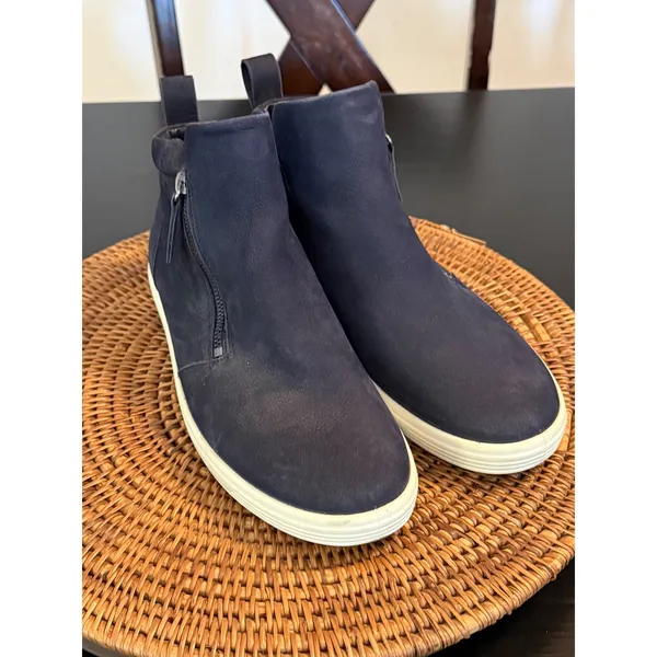 ECCO Soft 7 Tred‎ Zip Navy Blue Leather High Top Sneaker Boots Womens 42 - Image 2