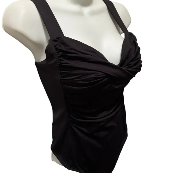 Abercrombie & Fitch Soft Collection Black Thong Bodysuit Sz M Rusched Bust - Image 3