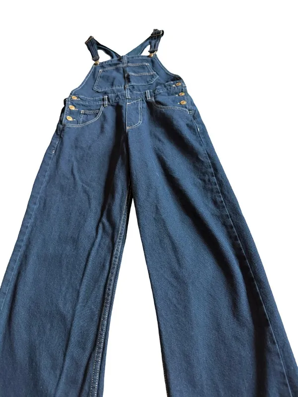 We The Free Navy Blue Cotton Overalls Pants Classic Layering Size XS Women's - Image 5