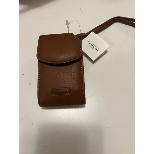 Vintage Tan Leather Coach Flip Phone Belt Carry Case Wristlet NWT - Image 3