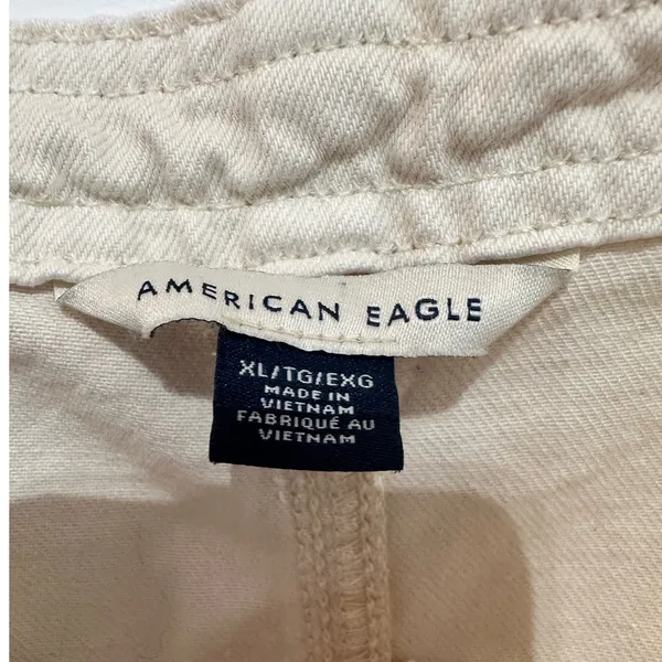 American Eagle Cream Denim Button Front Overall Dress XL NWT - Image 3