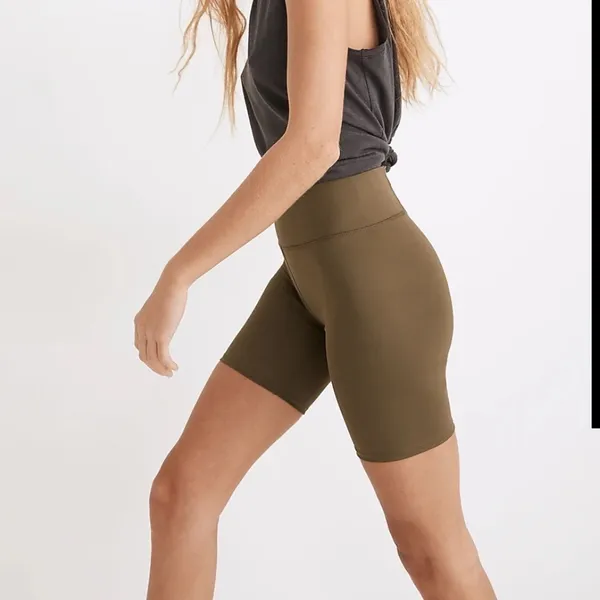 MWL by Madewell Form High-Rise 7" Biker Shorts in Kale Green Medium - Image 2