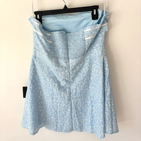 Lulus Precious Babe Light Blue Floral Ribbon Strapless Mini Dress Coquette - Image 9
