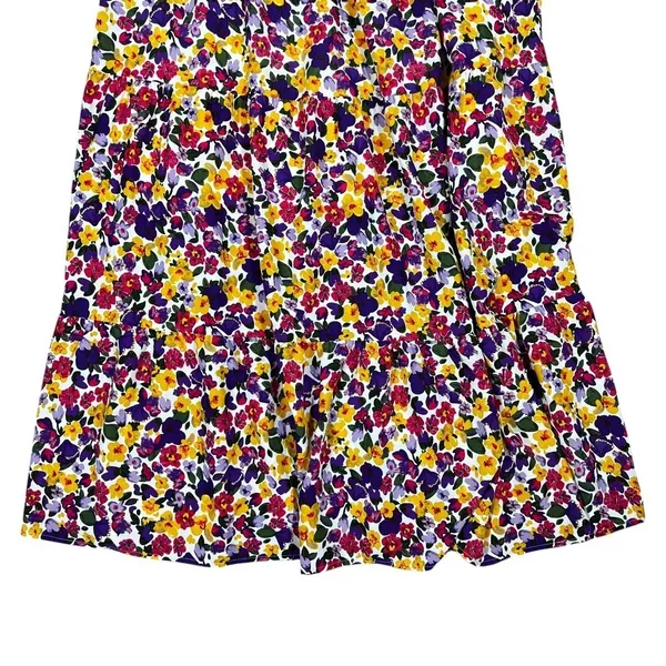 BTFBM One Shoulder Smocked Floral Maxi Dress Purple Yellow Boho Tiered Size XXL - Image 3