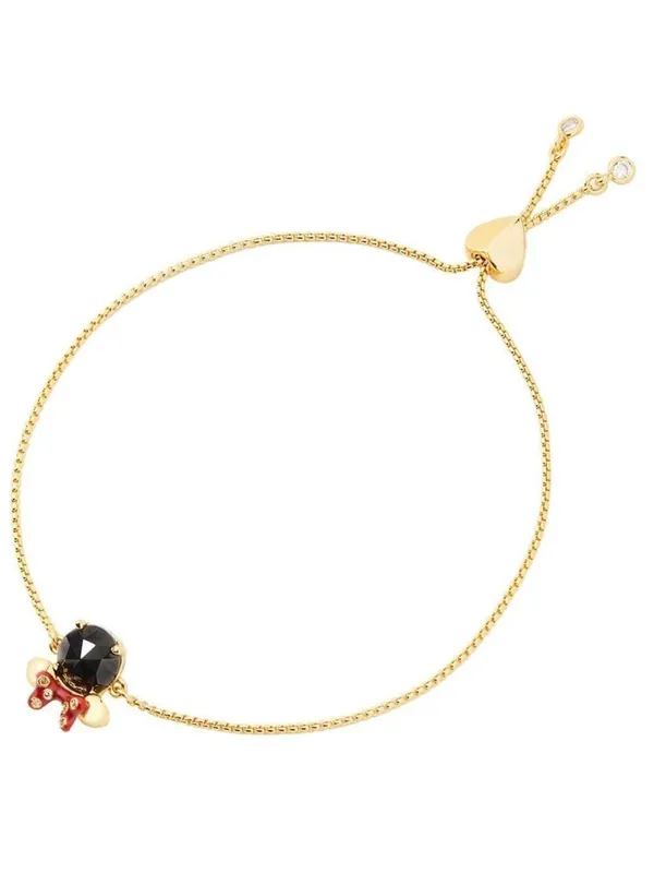 Kate Spade + Disney Minnie Mouse Gold Black Red Bolo Bracelet One Size - Image 3