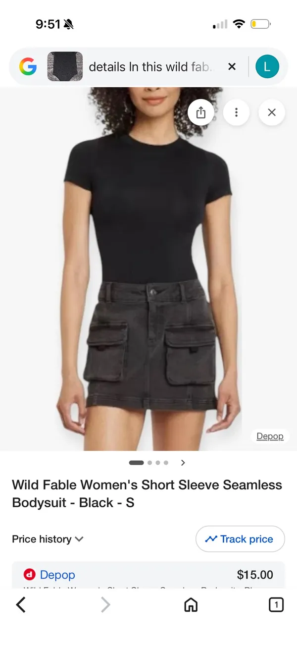 Wild Fable Short-Sleeve, Solid Black Bodysuit XXS - Image 4