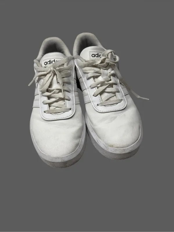 adidas White Low-Top Lace-Up Sneakers - Image 4