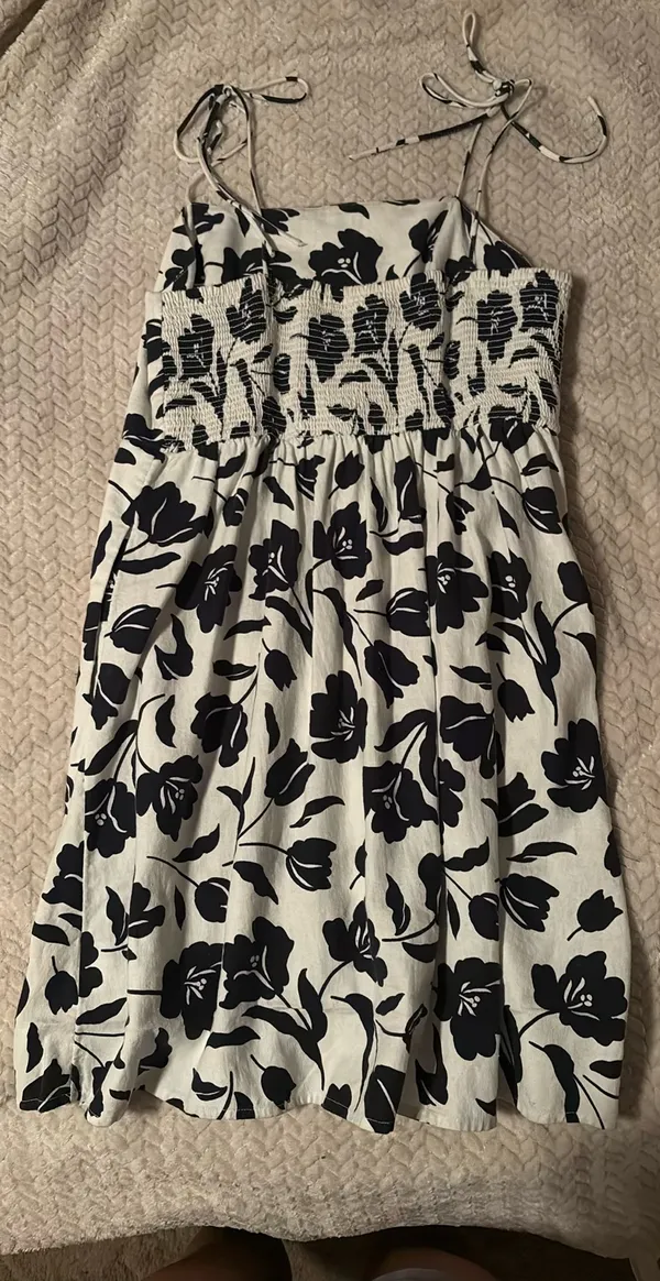 Old Navy Linen Blend Floral Mini Dress Tie Strap Sundress - Image 5